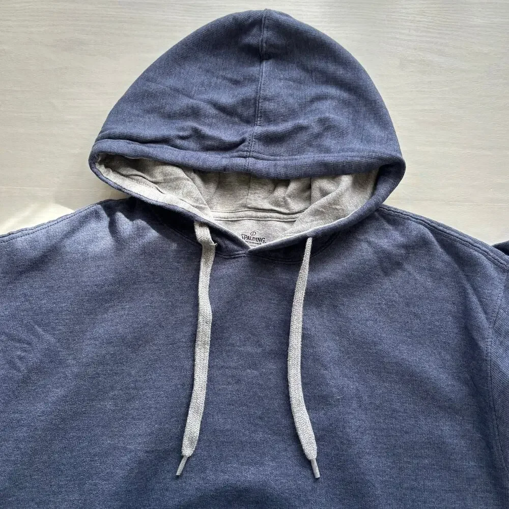 Spalding Blue Heathered Pullover Drawstring Hoodie Size Large